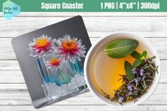 Square Coasters Sublimation | ice flowers Product Image 1