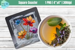 Square Coasters Sublimation | ice flowers Product Image 1