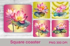 Square coaster sublimation bundle design, sunflower sublimation design, coaster PNG bundle, summer square coaster bundle.