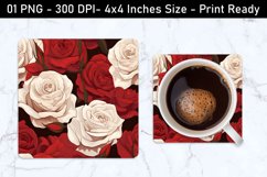 Rose Floral Pattern Square Coaster | Square Coaster Design Product Image 1