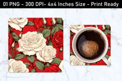 Rose Floral Pattern Square Coaster | Square Coaster Design Product Image 1