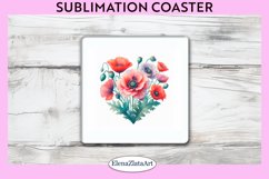 Poppy Flowers Square Coaster | Sublimation Coaster Product Image 1