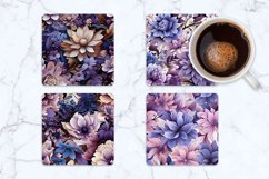 Violet Colored Floral Square Coasters | Square Coaster Product Image 1