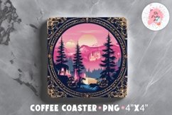 Spicy Pink Christmas Square Coaster, Coffee Square Coaster Sublimation Png,  Square Coaster Png