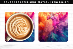 Rainbow Square Coaster Design | Square Coaster PNG Product Image 1