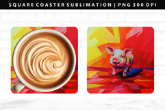 Pig Square Coaster Design | Square Coaster PNG Product Image 1