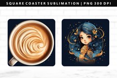 Zodiac Sign Square Coaster Design | Square Coaster PNG Product Image 1