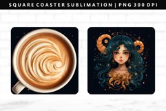 Zodiac Sign Square Coaster Design | Square Coaster PNG Product Image 1