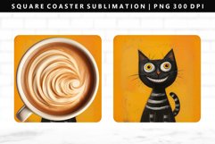 Funny Cat Square Coaster Design | Square Coaster PNG Product Image 1
