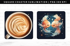 Zodiac Sign Square Coaster Design | Square Coaster PNG Product Image 1