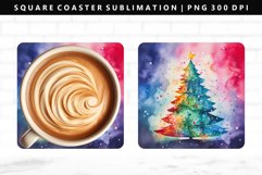 Watercolor Square Coaster Design | Square Coaster PNG Product Image 1