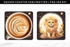 Zodiac Sign Square Coaster Design | Square Coaster PNG Product Image 1