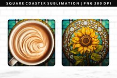Sunflower Square Coaster Design | Square Coaster PNG Product Image 1