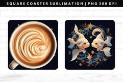 Zodiac Sign Square Coaster Design | Square Coaster PNG Product Image 1
