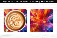 Rainbow Square Coaster Design | Square Coaster PNG Product Image 1