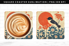 Hanafuda Square Coaster Design | Square Coaster PNG Product Image 1