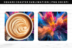 Rainbow Square Coaster Design | Square Coaster PNG Product Image 1