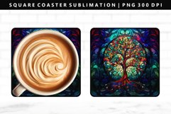 Tree Square Coaster Design | Square Coaster PNG Product Image 1