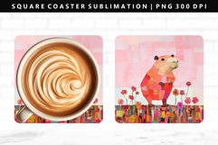 Capybara Square Coaster Design | Square Coaster PNG Product Image 1