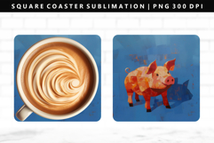 Pig Square Coaster Design | Square Coaster PNG Product Image 1