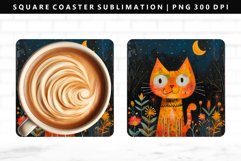 Funny Cat Square Coaster Design | Square Coaster PNG Product Image 1