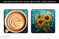 Sunflower Square Coaster Design | Square Coaster PNG Product Image 1
