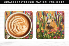 Capybara Square Coaster Design | Square Coaster PNG Product Image 1