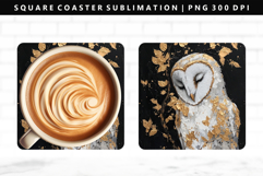 Owl Square Coaster Design | Square Coaster PNG Product Image 1