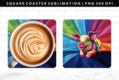 Pig Square Coaster Design | Square Coaster PNG Product Image 1