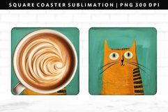 Funny Cat Square Coaster Design | Square Coaster PNG Product Image 1