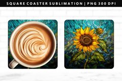 Sunflower Square Coaster Design | Square Coaster PNG Product Image 1