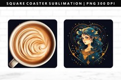 Zodiac Sign Square Coaster Design | Square Coaster PNG Product Image 1