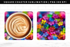 Flower Square Coaster Design | Square Coaster PNG Product Image 1