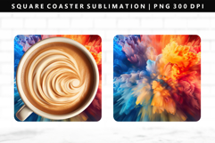 Rainbow Square Coaster Design | Square Coaster PNG Product Image 1