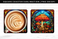 Mushroom Square Coaster Design | Square Coaster PNG Product Image 1