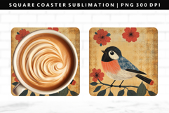 Hanafuda Square Coaster Design | Square Coaster PNG Product Image 1