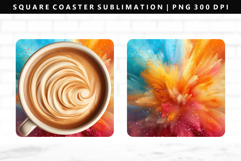 Rainbow Square Coaster Design | Square Coaster PNG Product Image 1