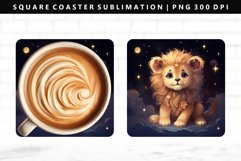 Zodiac Sign Square Coaster Design | Square Coaster PNG Product Image 1