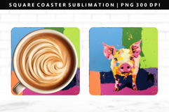 Pig Square Coaster Design | Square Coaster PNG Product Image 1