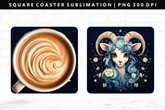 Capricorn Square Coaster Design | Square Coaster PNG Product Image 1