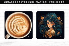 Zodiac Sign Square Coaster Design | Square Coaster PNG Product Image 1