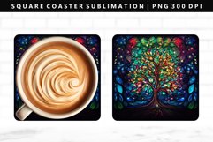 Tree Square Coaster Design | Square Coaster PNG Product Image 1