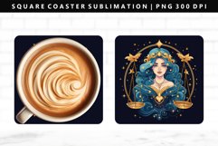 Zodiac Sign Square Coaster Design | Square Coaster PNG Product Image 1