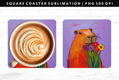 Capybara Square Coaster Design | Square Coaster PNG Product Image 1