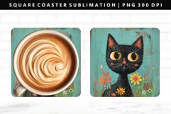 Funny Cat Square Coaster Design | Square Coaster PNG Product Image 1
