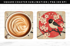 Hanafuda Square Coaster Design | Square Coaster PNG Product Image 1