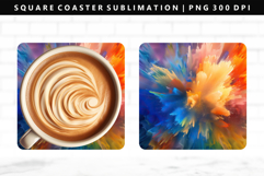 Rainbow Square Coaster Design | Square Coaster PNG Product Image 1