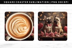 Valentine Dog Square Coaster Design | Square Coaster PNG Product Image 1