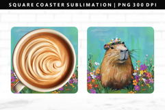 Capybara Square Coaster Design | Square Coaster PNG Product Image 1