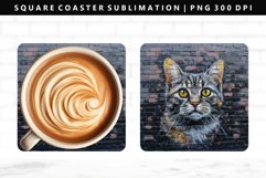 Funny Cat Square Coaster Design | Square Coaster PNG Product Image 1